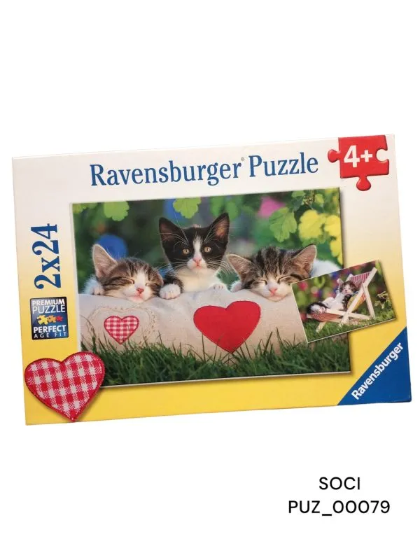 Puzzle avec 3 chatons, 2 x 24 pièces