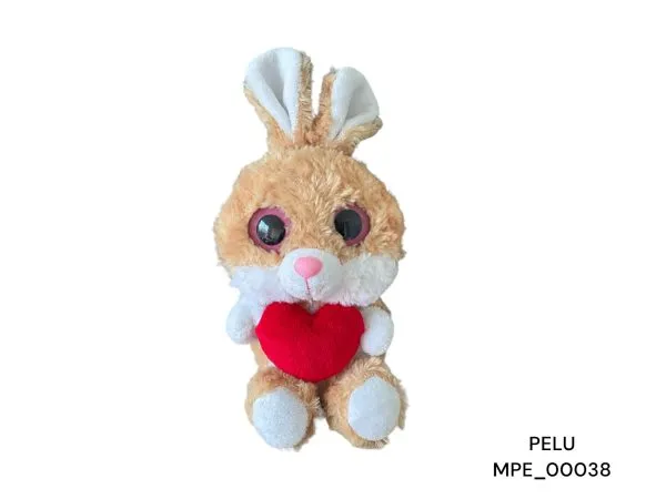 Lapin peluche gros yeux & coeur