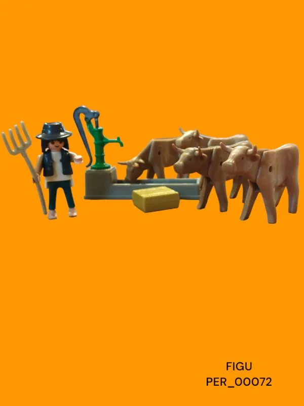 Playmobil -Abreuvoir et ses 4 taureaux